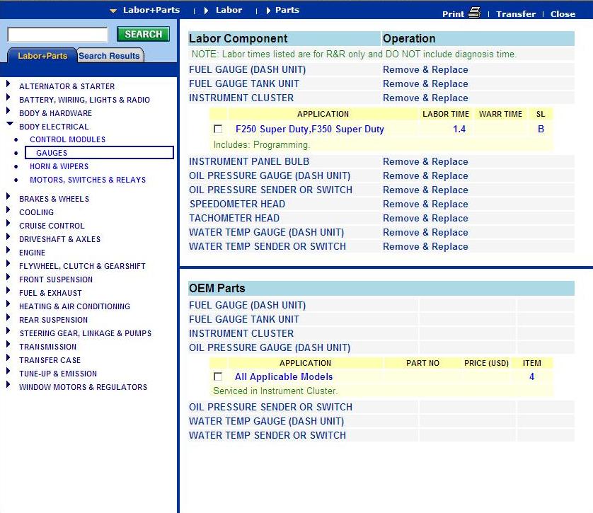 Mechanical Parts & Labor Demo